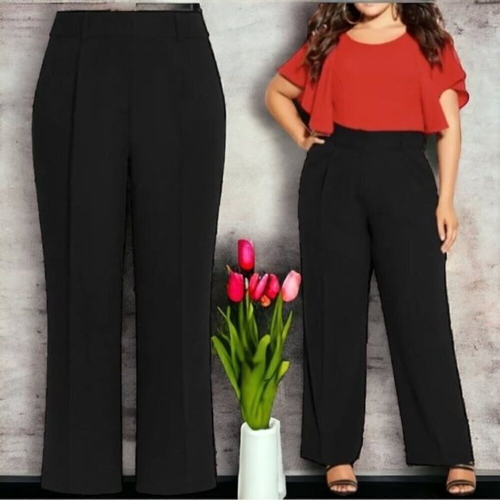 NEW City Chic High Rise Wide Leg Essential Black Trouser Pants Size‎ 14